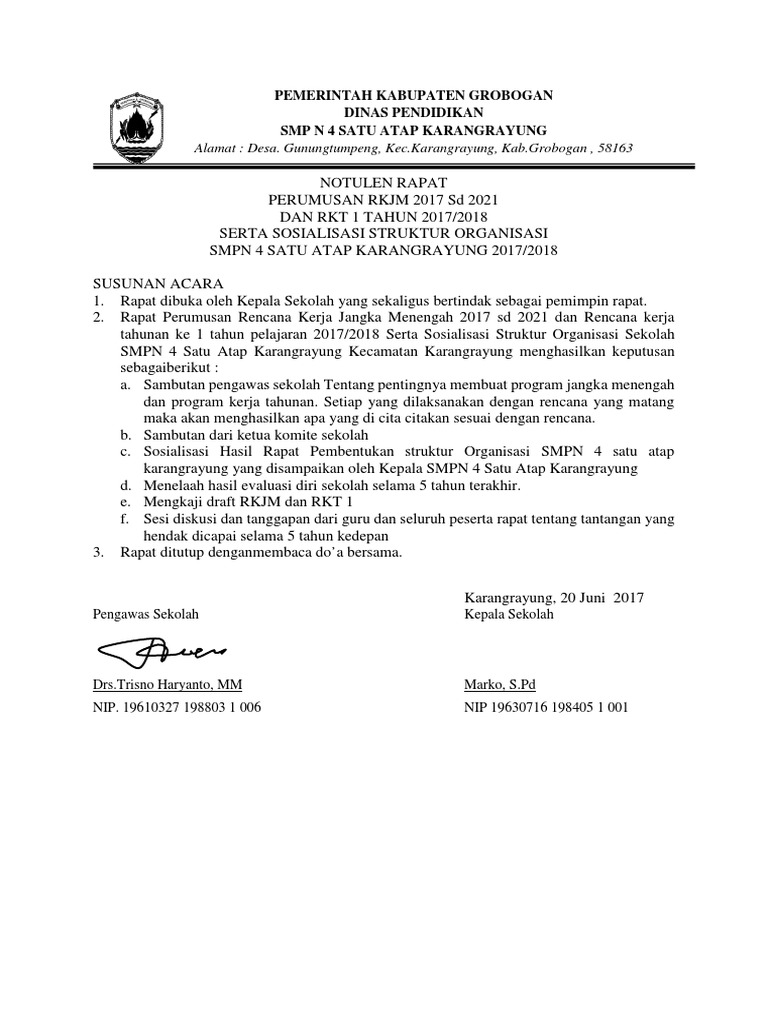 Notulen Rapat Rkjm Download File Guru