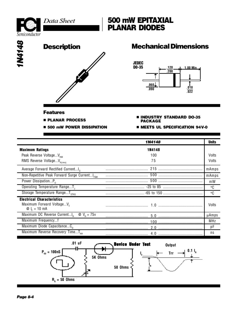 Datasheet Diodo Zener 1n4148 PDF Diode Rectifier