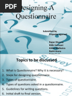 Designing A Questionnaire: Submitted by Priyanka Agarwal