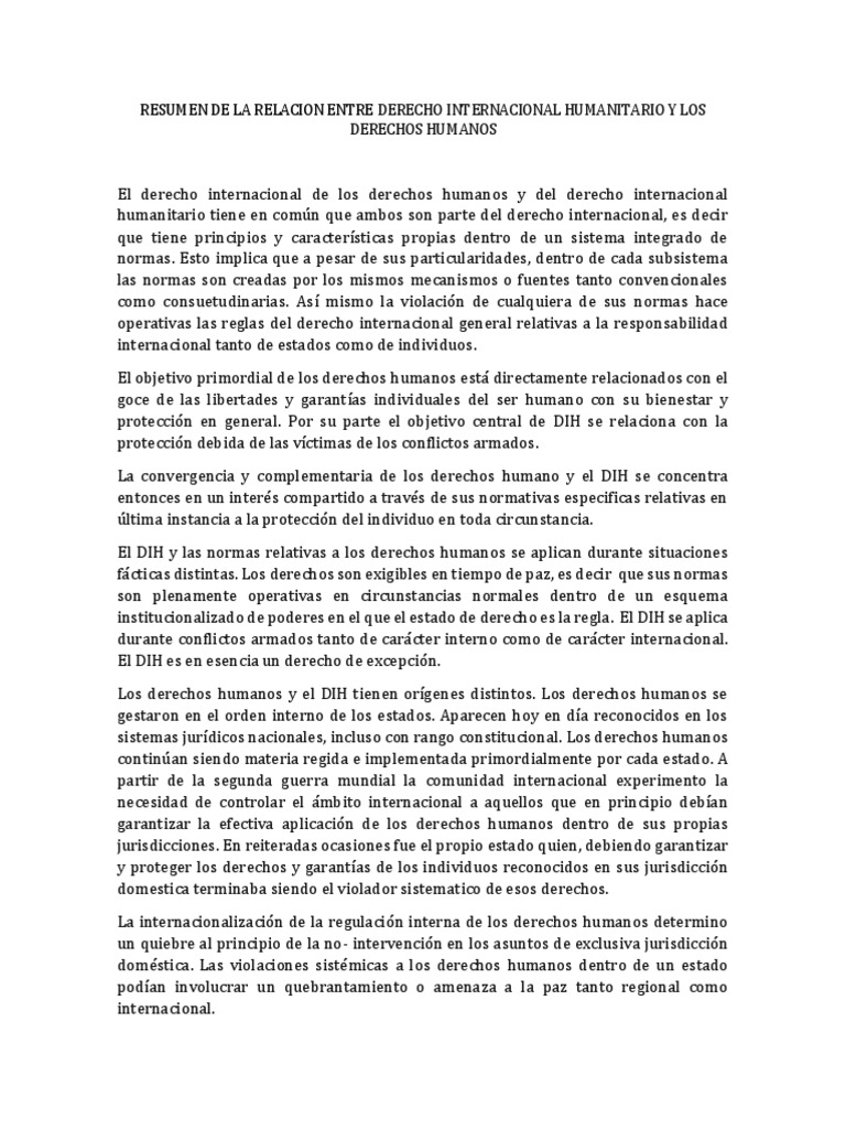 Diferencias entre DIH y Derechos Humanos | PDF | Ley humanitaria ...