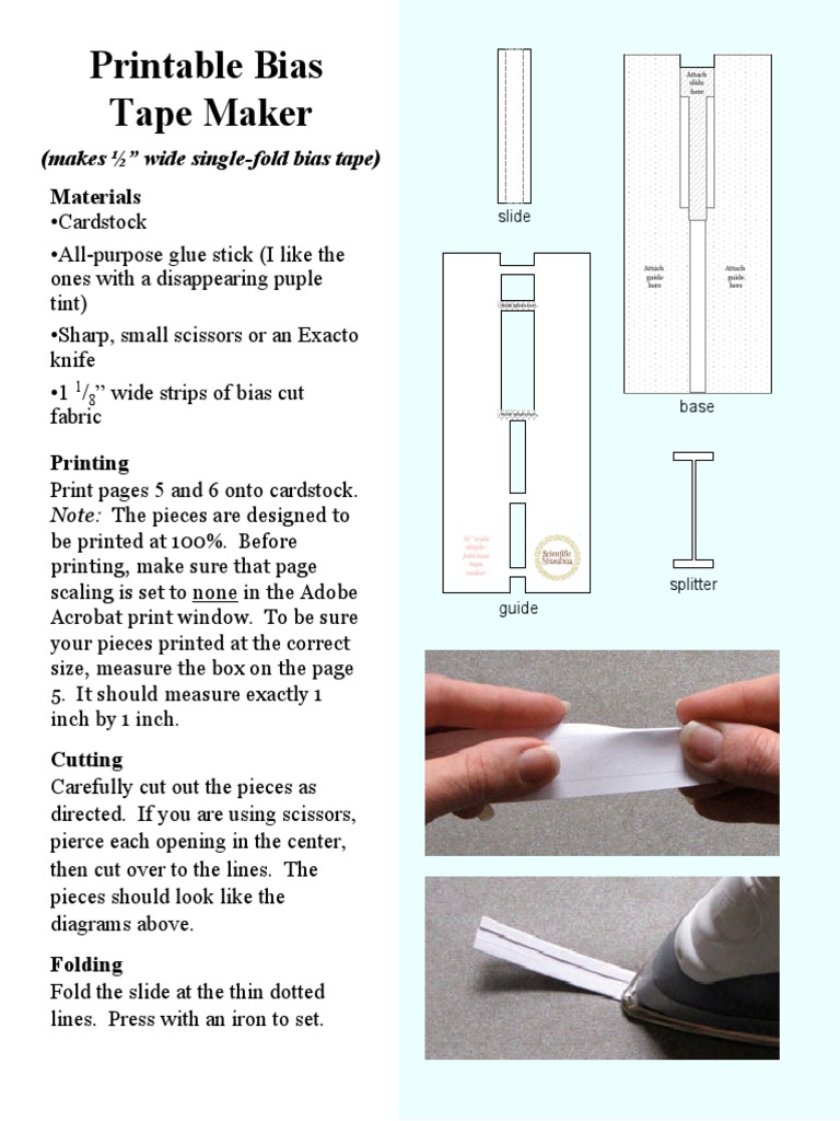 Printable Bias Tape Maker: Materials | PDF | Adhesive
