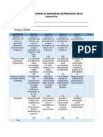 Rúbrica para Evaluar El Aprendizaje de Redacción de Un Instructivo