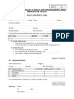 Mirpur University of Science and Technology (MUST), Mirpur: Hostel Allotment Form (A) Personal Detail