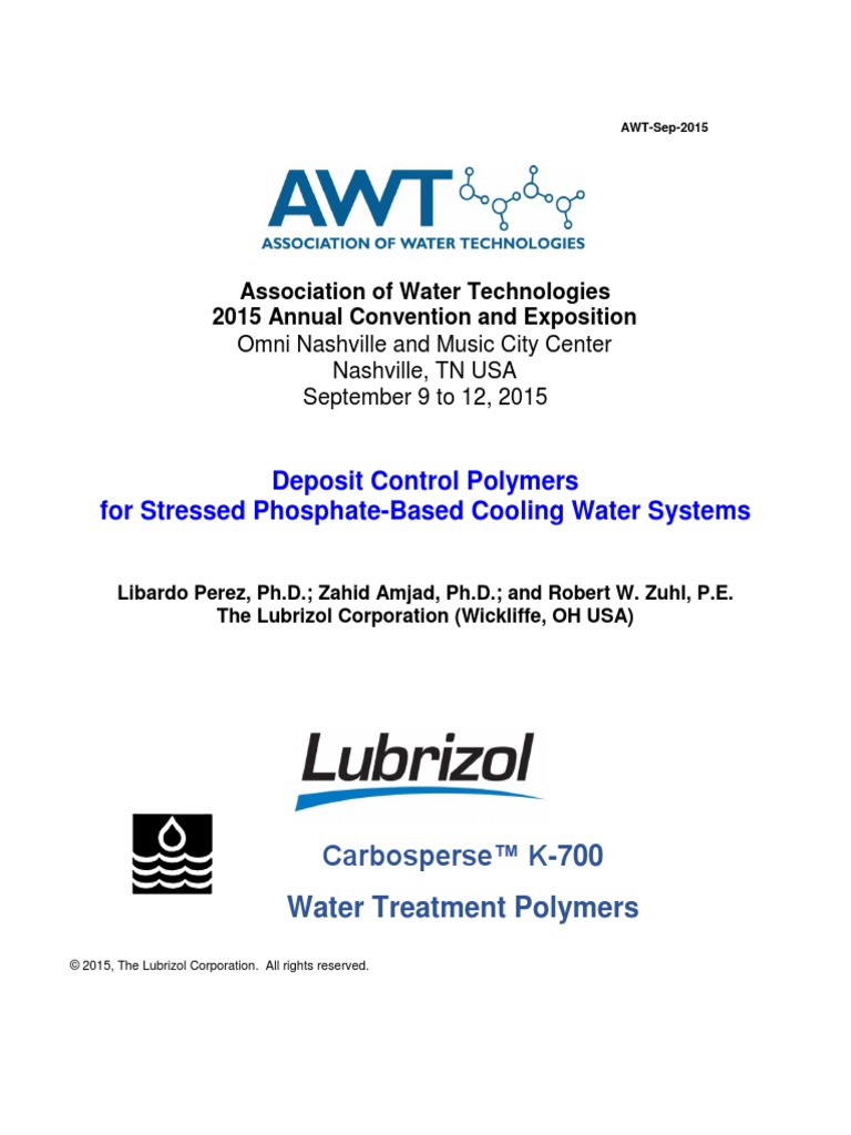 Deposit Control Polymers For Stressed Phosphate-Based Cooling Water ...