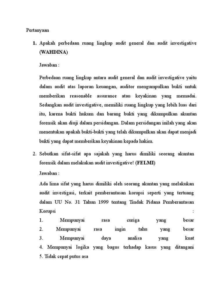 Soal Dan Jawaban Teks Laporan Investigasi Lembar Jawaban