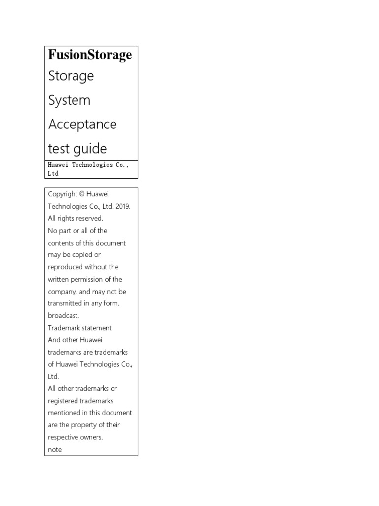 Storage System Acceptance Test Guide: Fusionstorage | PDF | Apache ...