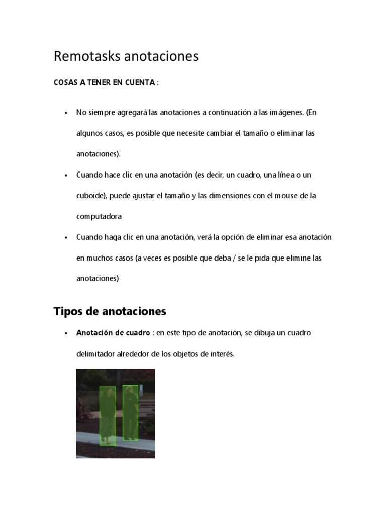 Tipos y uso de anotaciones en Remotasks | PDF | Point and Click | Áreas ...