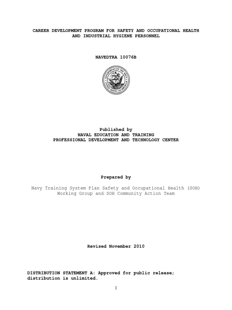 Navy Training System Plan Safety and Occupational Health (SOH) Working