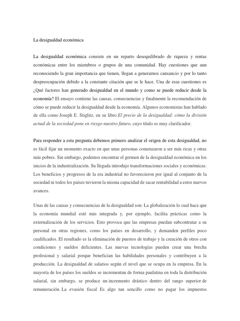 Causas y soluciones a la desigualdad económica | PDF | Desigualdad ...