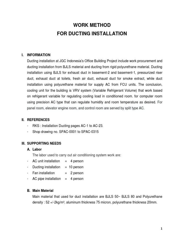 Ducting Installation Method for JGC Project | PDF | Duct (Flow) | Air ...
