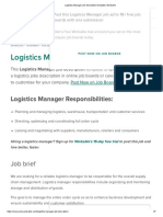 Logistics Manager Job Description Template - Workable