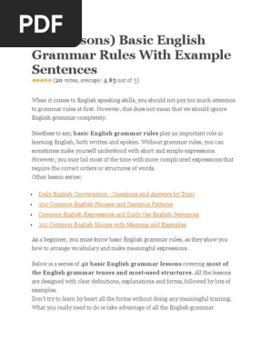 40 Lessons Tenses Docx Perfect Grammar English Language