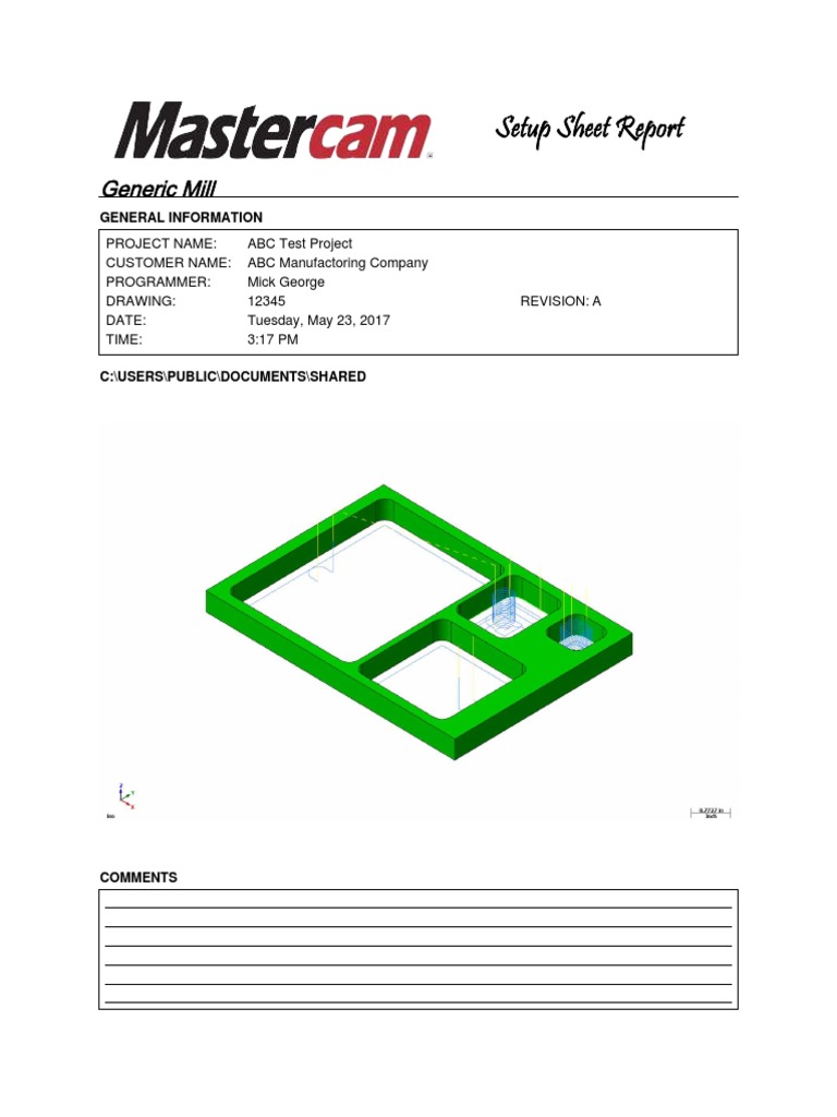 Setup Sheet Report: Generic Mill | Download Free PDF | Metals | Tools