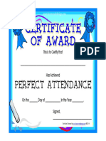 Certificate of Perfect Attendance