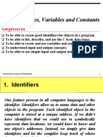 C Types, Variables and Constants