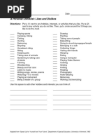 Leisure Interest Survey Checklist | PDF | Recreation | Leisure
