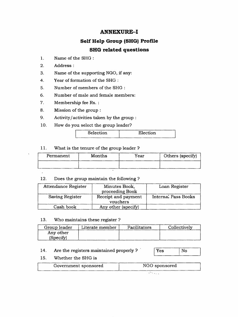 Shg Profile Template Banks Money