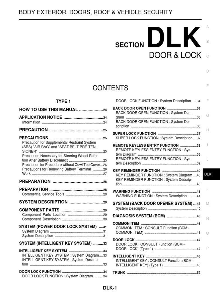 Door Lock System Overview and Functions | PDF | Airbag | Trunk (Car)