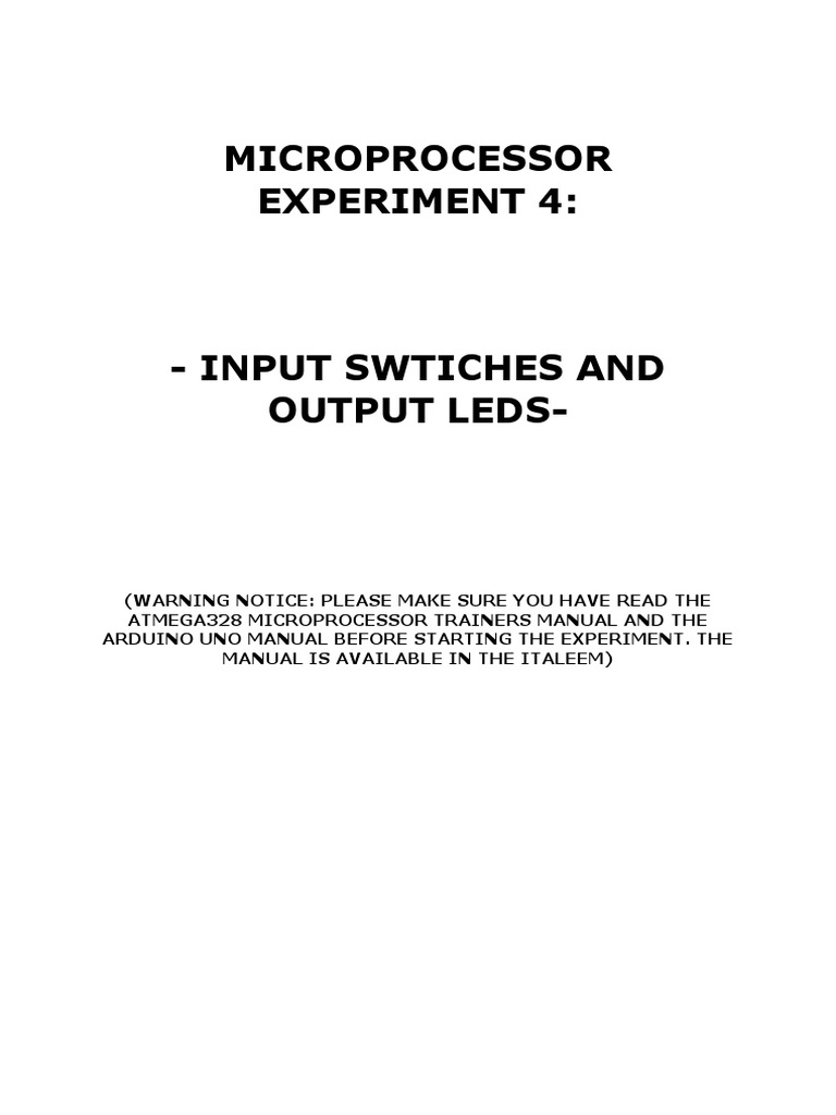 Microprocessor Lab Manual PDF Input/Output Arduino