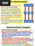 Client Server Model: Many Databases Applications Are Built in