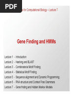 Gene Finding and HMMS: 6.096 - Algorithms For Computational Biology - Lecture 7