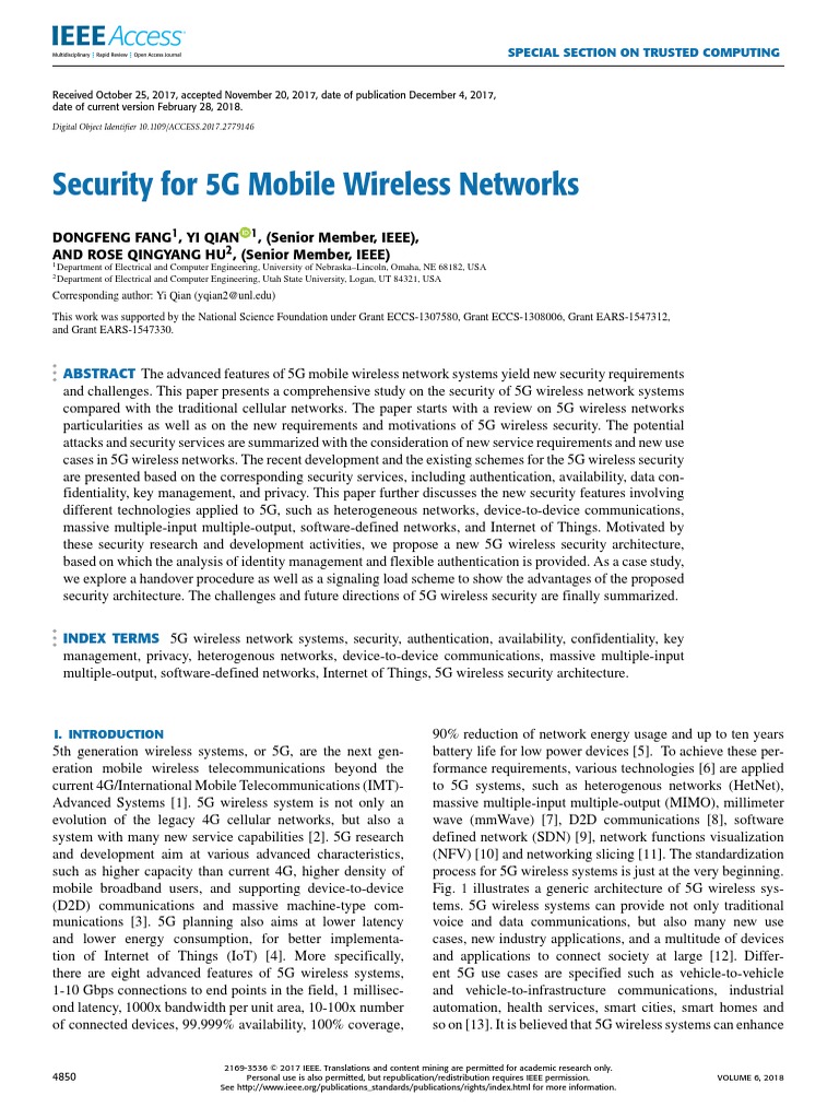 5G Wireless Network Security Analysis | PDF | Information Security ...