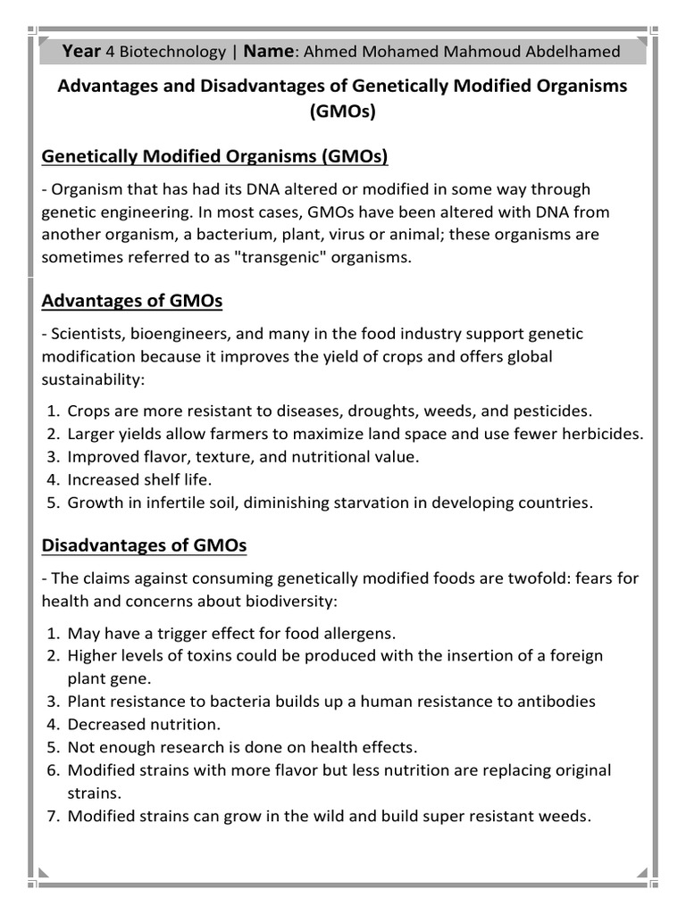 Disadvantages of Genetically Modified Crops | PDF