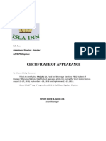 Certificate of Appearance: Isla Inn
