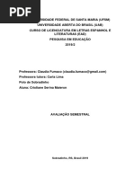 AVALIAÇÃO SEMESTRALpesquisa Em Educação