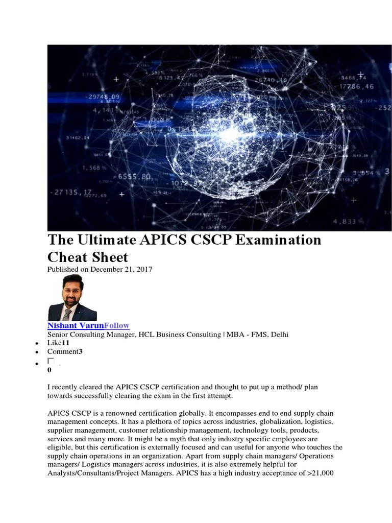 CSCP Study Plan PDF Supply Chain Test (Assessment)
