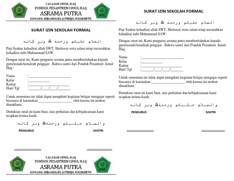 Download 61+ Contoh Surat Surat Izin Sekolah Formal Gratis