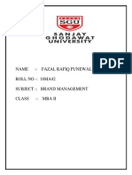 Name - : Fazal Rafiq Punewale ROLL NO - : 18MA42 Subject - : Brand Management Class - : Mba Ii