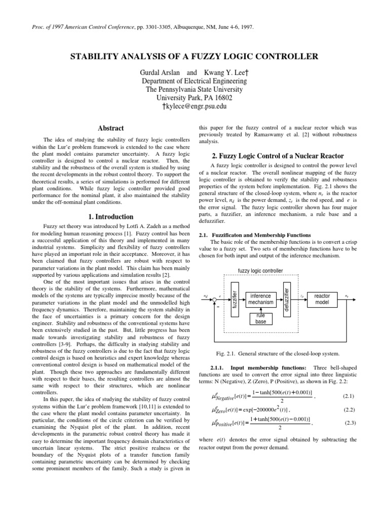 Lecture Note7 5 FZ Stability | PDF | Control Theory | Fuzzy Logic