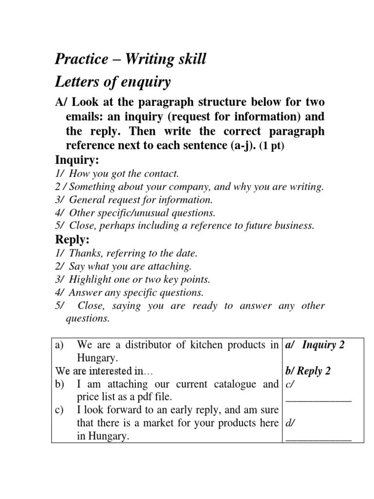 Writing Effective Inquiry Letters | PDF | E Commerce | Sales