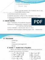 Lesson Plan in Mathematics 9 9-Perserverance First Day: I - Objective