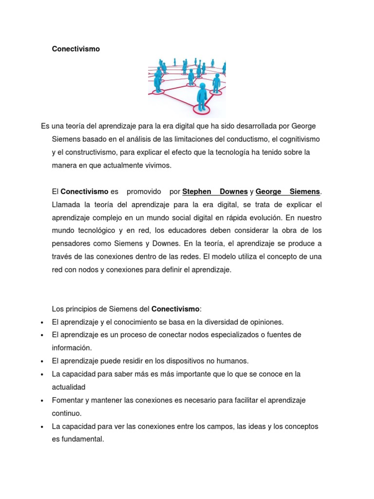 Conectivismo: Aprendizaje en la Era Digital | PDF | Enseñando | Aprendizaje