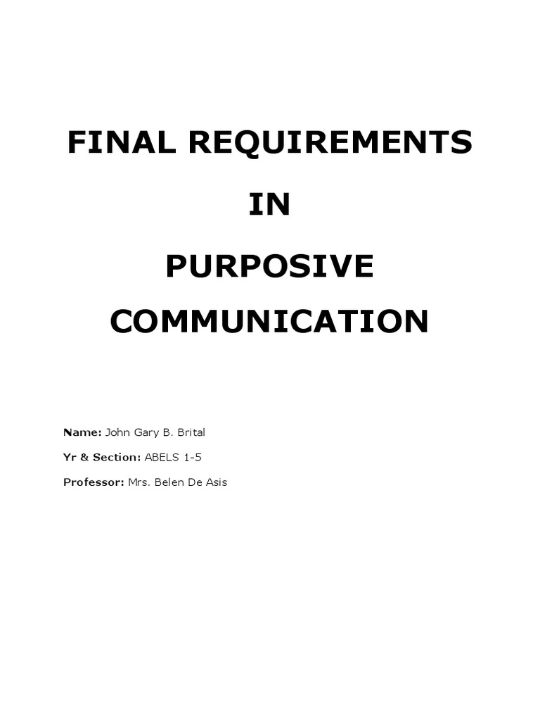 Final Requirements in Purposive Communication | PDF | Blog | Prison