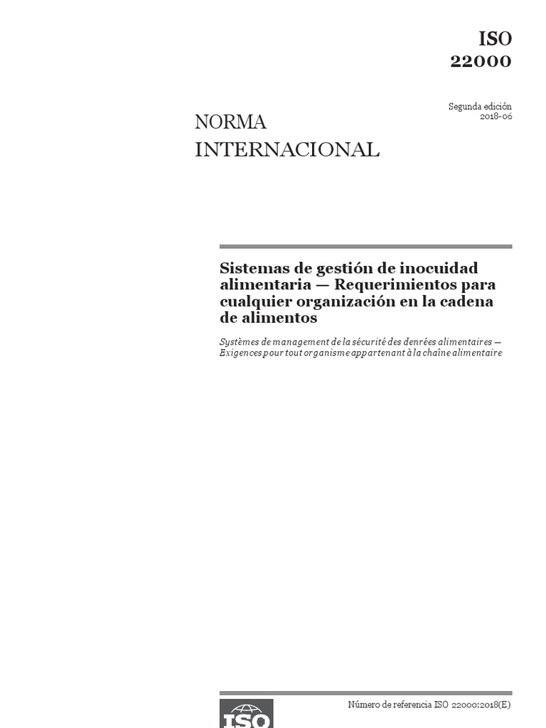 ISO 22000 en Español | PDF | Análisis de Riesgo y Puntos Críticos de ...