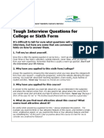 Tough Interview Questions For College or Sixth Form