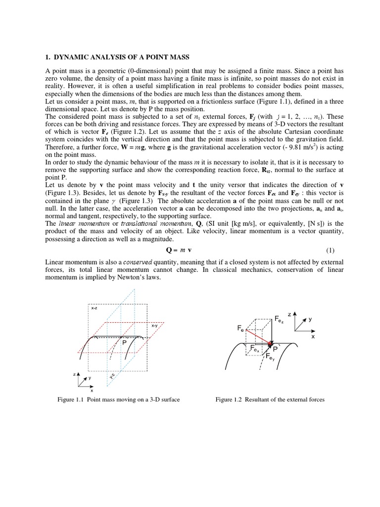 Dynamic Analysis of A Point Mass | PDF | Newton's Laws Of Motion | Momentum