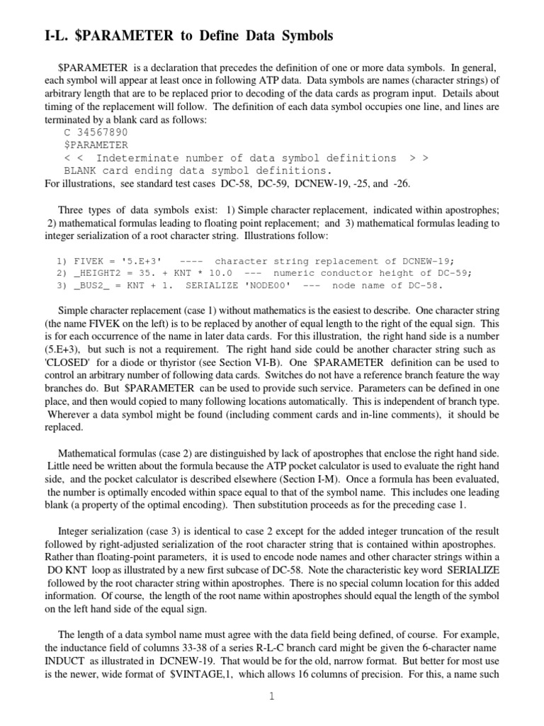 I-L. $PARAMETER To Define Data Symbols | PDF | Subroutine | Variable ...