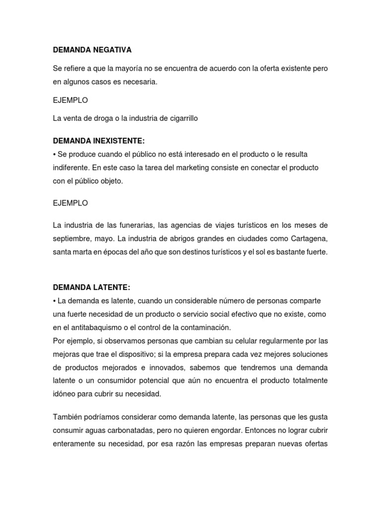 Tipos y Ejemplos de Demanda Económica | PDF | Demanda | Marketing
