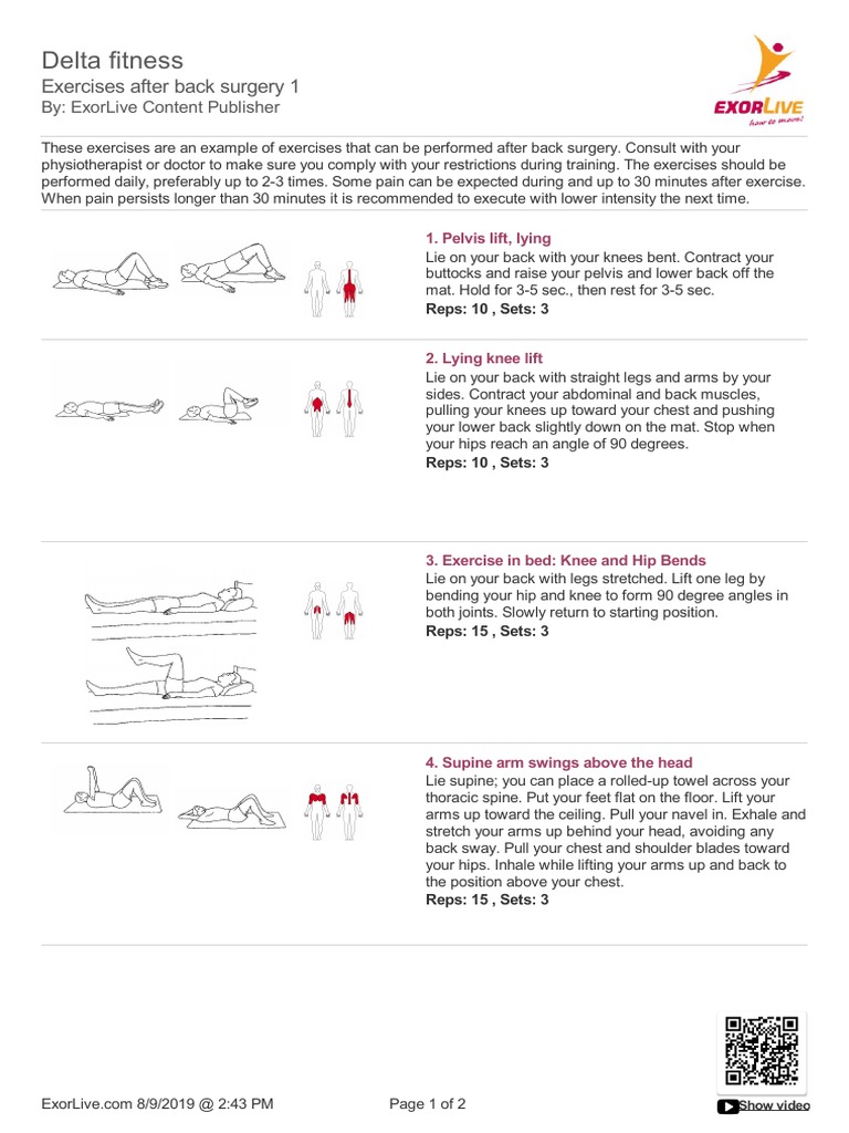 Post-Surgery Back Exercise Guide | PDF | Pelvis | Knee