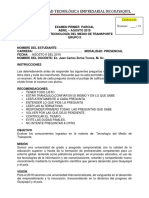 Examen Primer Parcial. Grupo 2 Tecnología Transporte