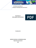 Evidencia 1 Dialogue Evaluating Product and Service ERIX