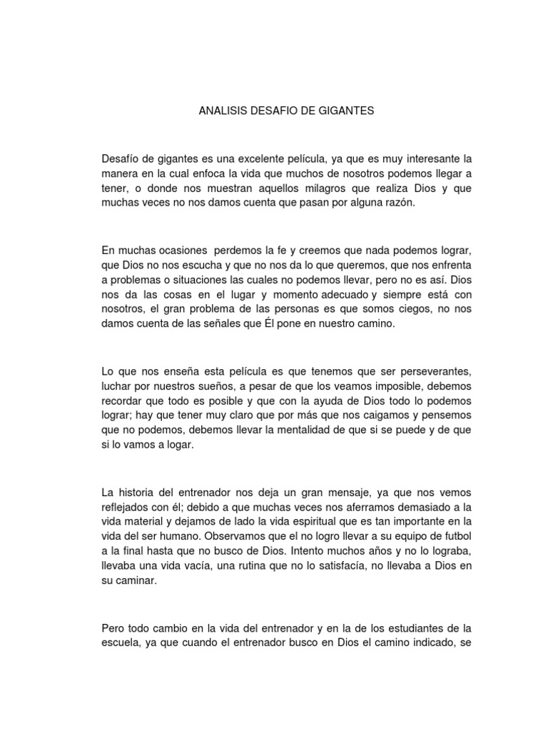 Analisis Desafio de Gigantes PDF Vida Fe