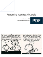 Reporting Results: APA Style: Director, Office of Research and Statistics