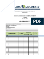 Grading Sheet in SHS