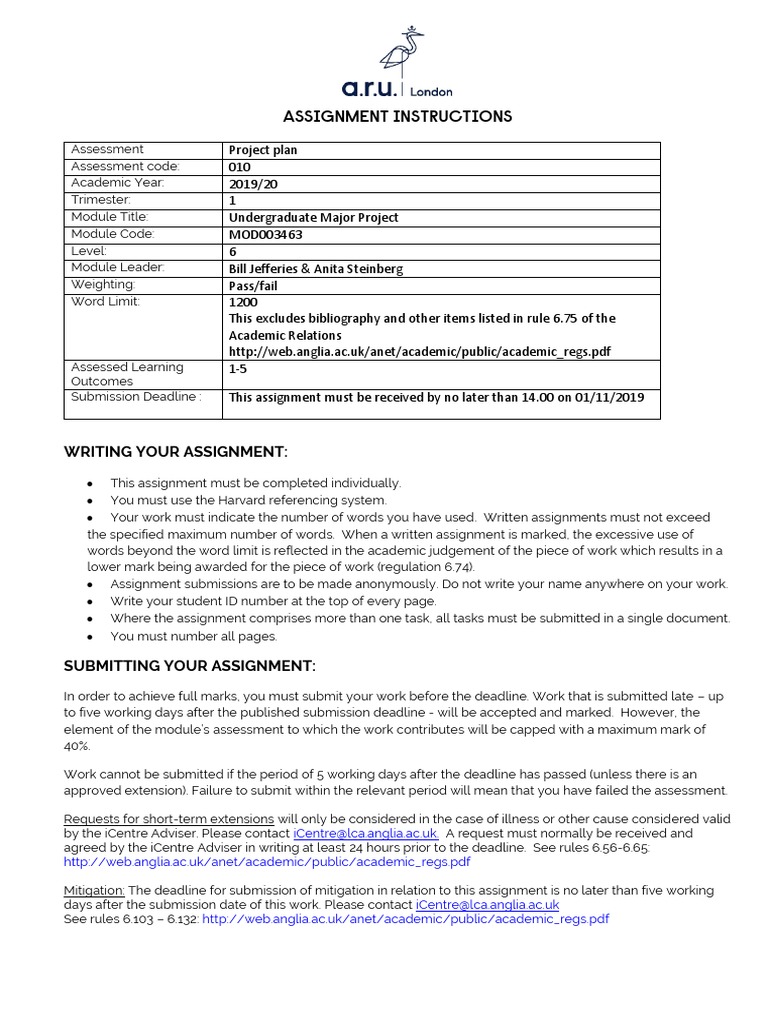 Undergraduate Major Project Plan Guide | PDF | Behavioural Sciences ...