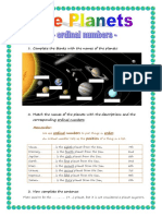 Complete The Blanks With The Names of The Planets:: Remember: Ordinal Numbers Order Position